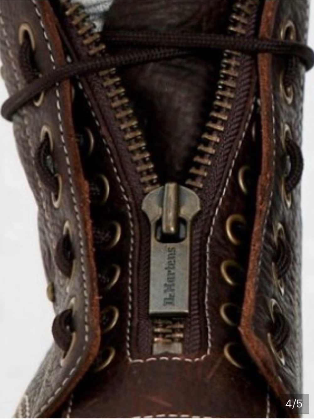 Dr. Martens Women's Brown Floral Stitch Leather Platform Boot - Picture 6 of 8